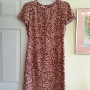 Ladies Ann Taylor Brick & Cream Silk Dress 6M